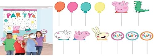Peppa Pig - Set de 16 decoradores y accesorios de confeti multicolor para fiestas, paquete de 16, diseños deslumbrantes y dignos de Instagram,