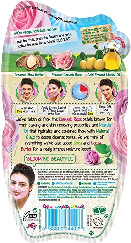 7th Heaven Pink Rose Clay Hard Drying Mud Mask with Damask Rose, Marula Oil and Shea Butter for Cleansing and Hydration, Ideal for Normal, Mixed and Dry Skin, 0.021 kg - Image 5