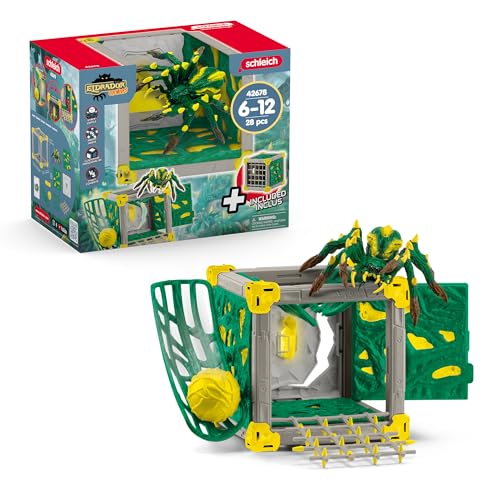 SCHLEICH ELDRADOR Creatures | Battle CAVE Dschungeltarantel 42678 | Set aus ELDRADOR Battle Cave mit Monster, Rollbahn & Kristall | Battle Caves zur Arena stapelbar | Spielzeug ab 7 Jahren | 28 Teile