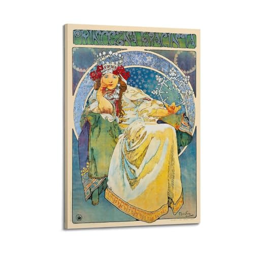 Alphonse Mucha art décoration murale Princesse Jacinthe toile 20x30