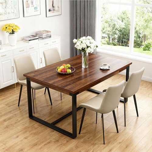 Image of Modern Dining Chairs Set of 4, PU Leather Dining Room Chairs, Upholstered Kitchen Chairs with Ergonomic Backrest & Sturdy Metal Legs, Perfect for Dining Room, Restaurant, Beige