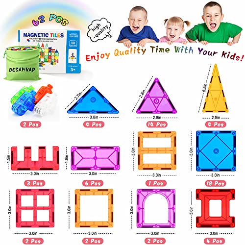 Magnetic Tiles Blocks Building Sets For Kids, 3D Magnet Tiles Building Blocks For Kids Ages 4-8 Stem Learning & Educational Toys For Toddlers Boys Girls 3 4 5 6 7 8 9 10 + Year Old Birthday Gifts #TOP5