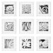 Gallery Perfect Square Photo Gallery Wall Decorative Art Prints & Hanging Template 9 Piece White Frame KIT