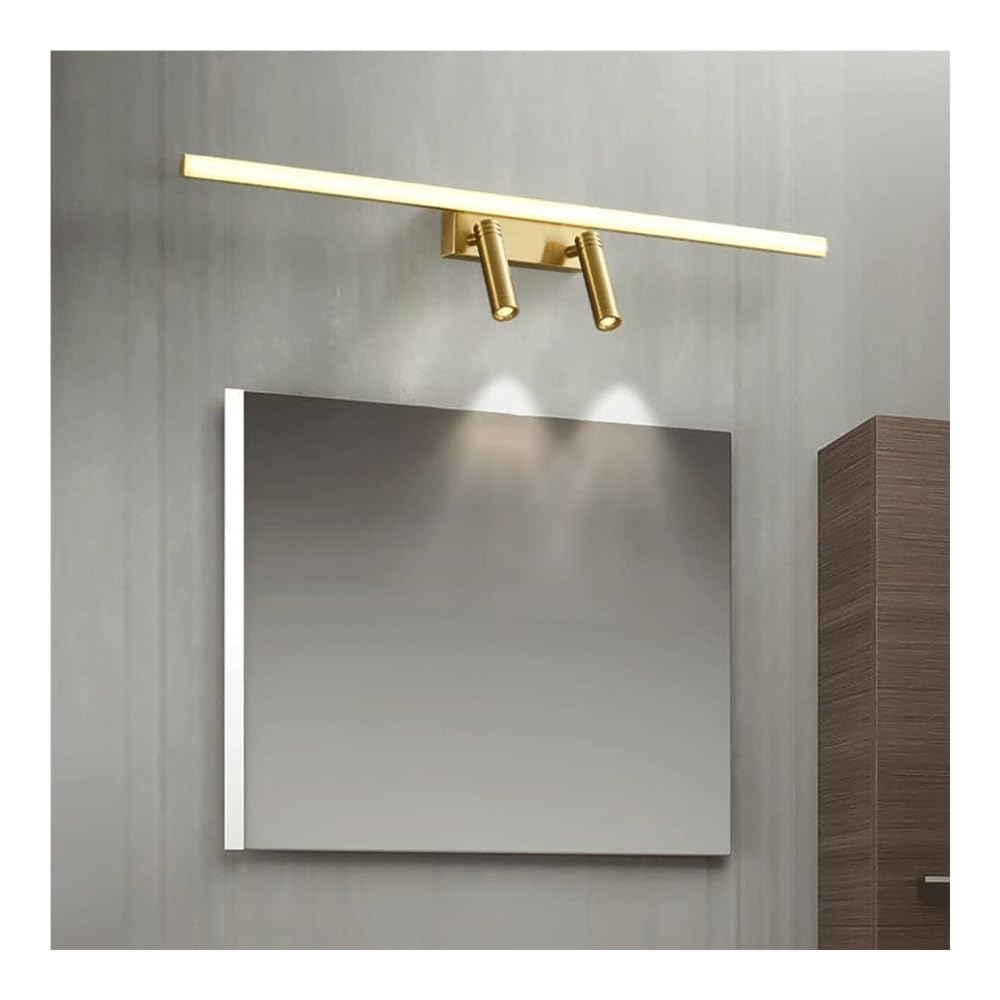 Regulowana lampa ścienna mosiężna lampa toaletkowa - długa lampa ścienna LED do łazienki, oprawa oświetleniowa punktowa, miedziane lustro łazienkowe, przednie oświetlenie do przymierzalni makijażu