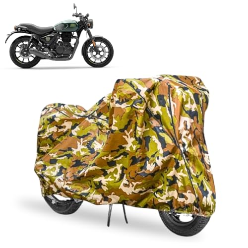 Image of Waterproof Bike Cover Compatible with Royal Enfield Hunter 350 All Weather, UV Heat Resistant, Dustproof, Triple Stitched, Windproof Elastic Bottom