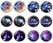 LilMents 6 Pairs of Galaxy Universe Astronomy World Unisex Mens Womens Stainless Steel Stud Earrings
