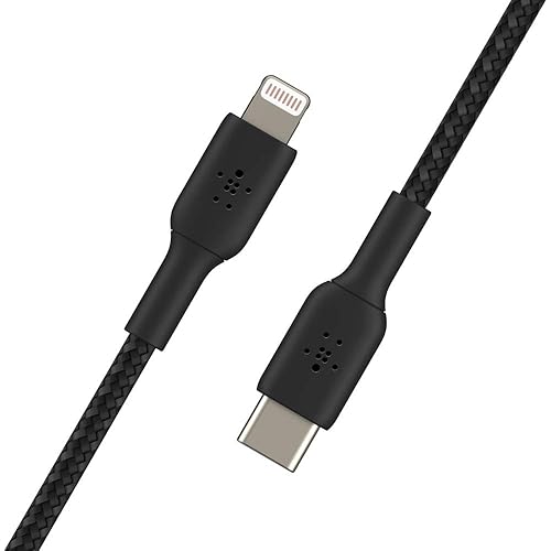 Belkin BoostCharge Nylon Braided USB C to Lightning Cable 3.3ft/1M - MFi Certified 18W Power Delivery iPhone Charger Cord - Apple Charger USB C Cable - Fast Charging for iPhone 14, iPhone 13 - Black