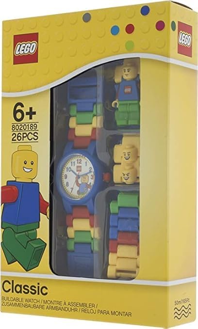 Image of LEGO Classic 8020189 Kids Minifigure Link Buildable Watch | Black /Yellow | Plastic | 25mm case Diameter | Analogue Quartz | Boy Girl