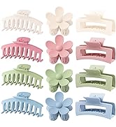 12 Pack Large Hair Claw Clips Flower Hair Clips Big Claw Clips for Thick Hair, Big Hair Clips Squ...