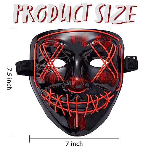 Image of JOYIN Halloween Led Mask, Light Up Mask and Gloves for Cosplay Costume (Red), 3 Modes Scary Glow in The Dark Masks for Boys Girls Halloween Party Dress Up Accessories, Gifts Giving