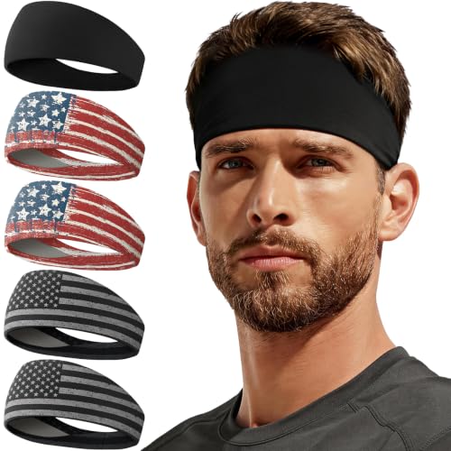 Image of Sweat Band, 5 Pack Headband Moisture Wicking for Running Sports