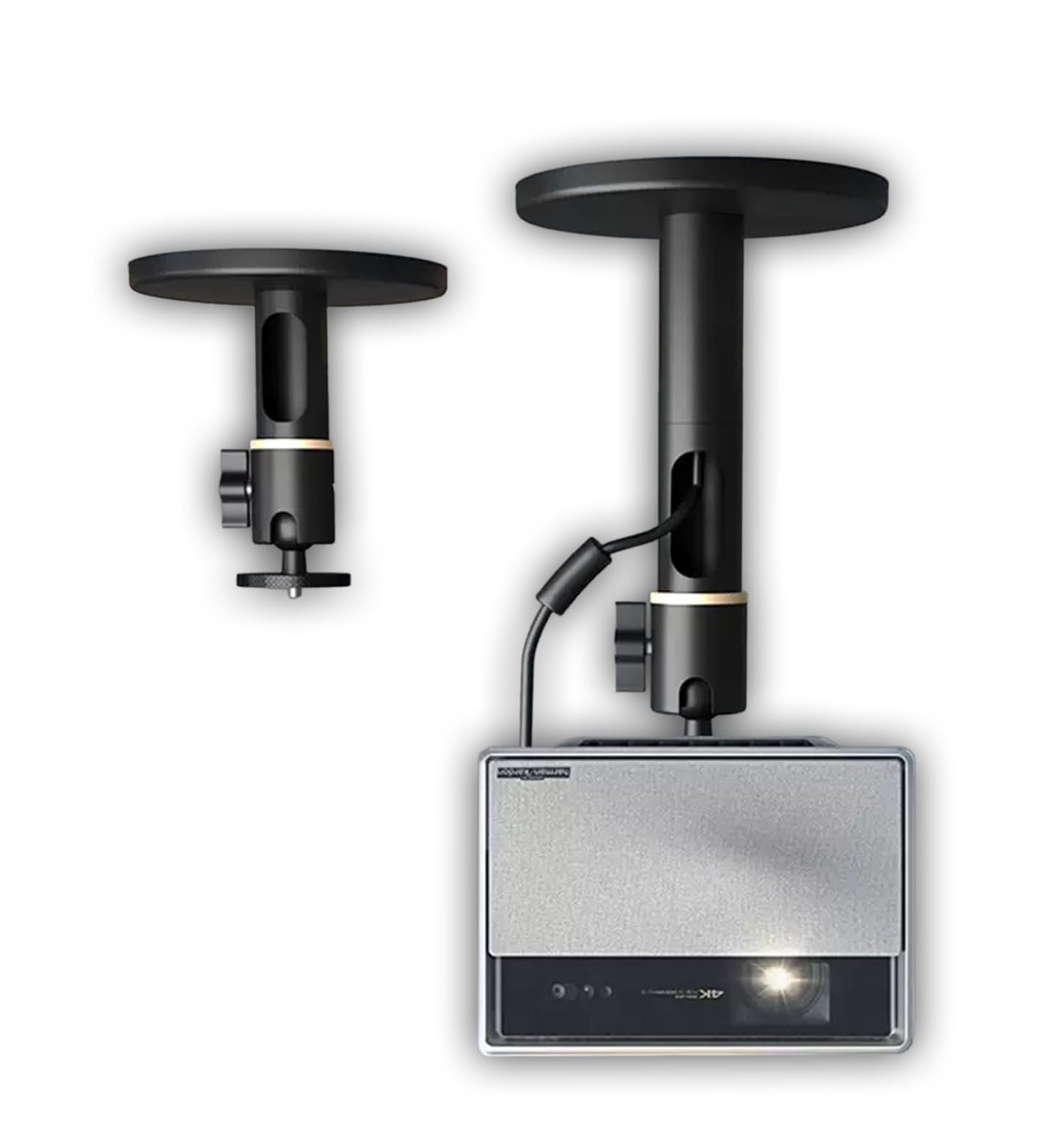 Staffa a Soffitto e Parete per Proiettore – Supporto Universale, Portata 10 kg, Regolabile 15-45 cm, Filettatura 1/4", Alluminio Al6063, Rotazione 360°, Cavo Nascosto