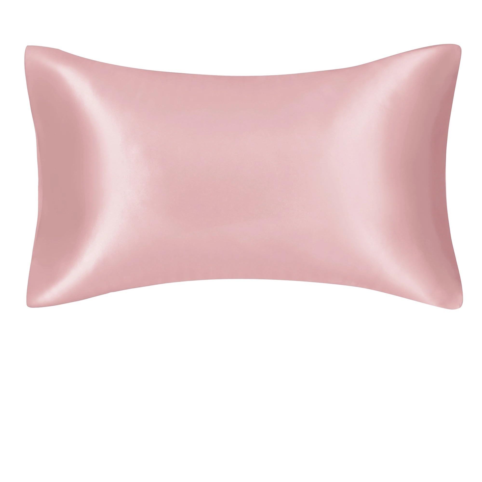 LYXYGMV Silky Stain Pillowcase Mulberry Silk Pillow Cover for Bedrooms(Pink,50X66CM)