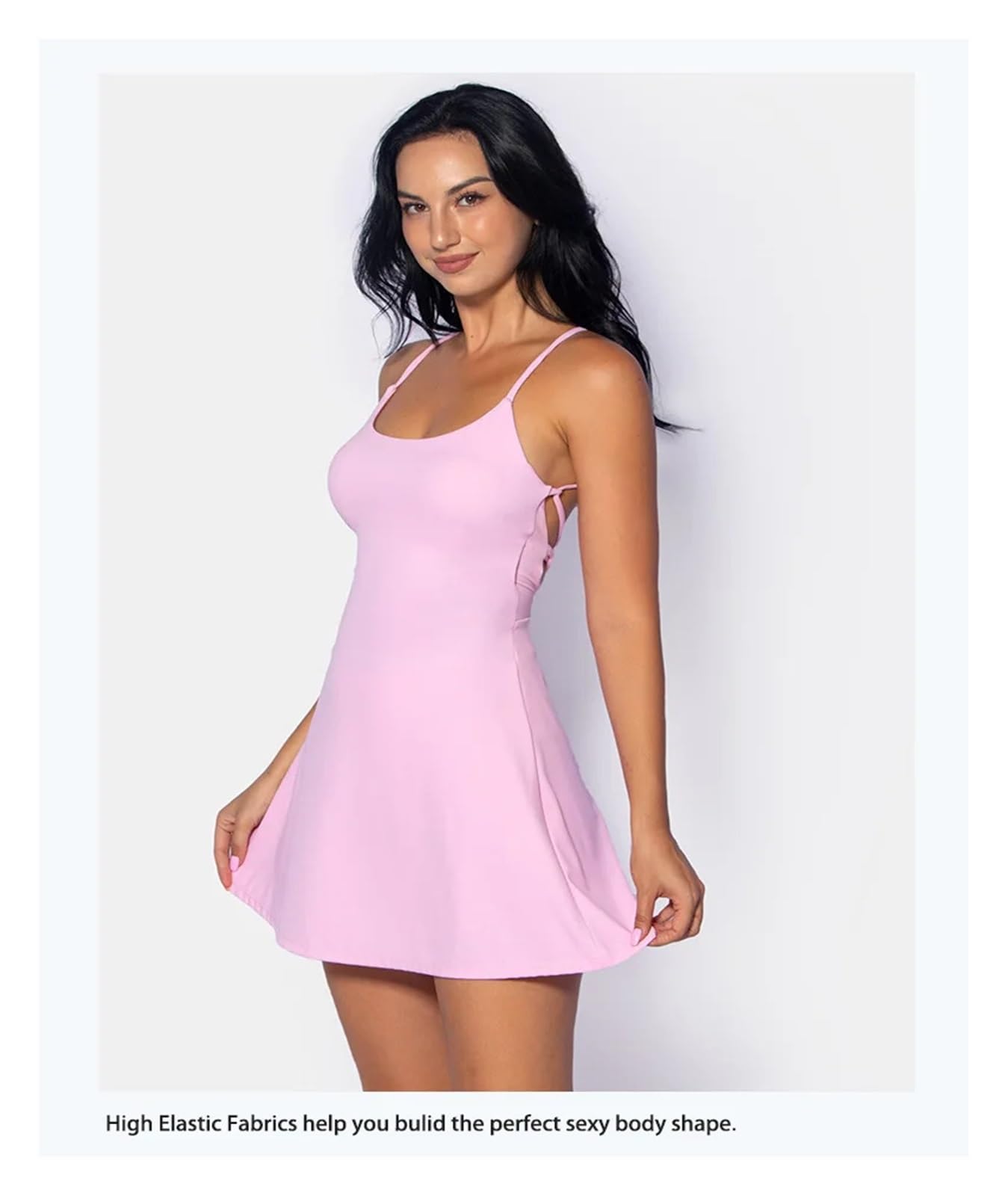 Abiti Da Tennis Da Donna S-XL Abito da tennis incrociato sul retro con pantaloncini e tasche Donna Gonne sportive imbottite da golf Badminton Skorts Tute da yoga Tute fitness Per Tennis(Pink,M)