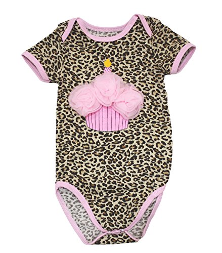 Petitebella Pink Rose Cupcake Dress Leopard Cotton Jumpsuit Bodysuit Baby