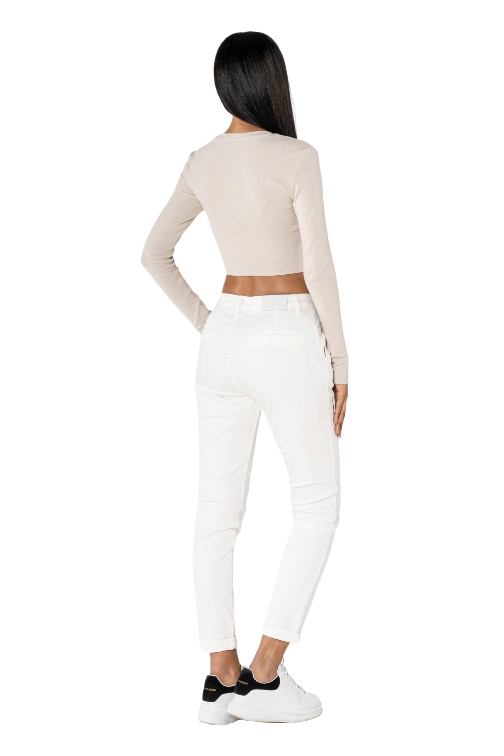 Nina Carter J250 Pantalones chinos para mujer cintura media ajustados elásticos algodón