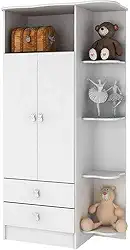 Guarda Roupa de Bebê 2 Portas 2 Gavetas com Cantoneira Baby Móveis Percasa Branco