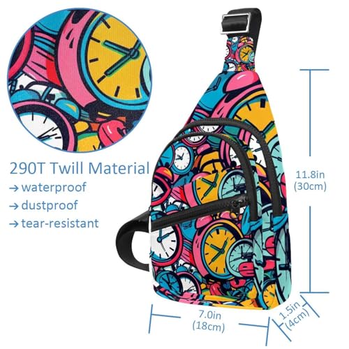 Mochila cruzada con correa ajustable unisex diseño multicolor de dibujos animados 4