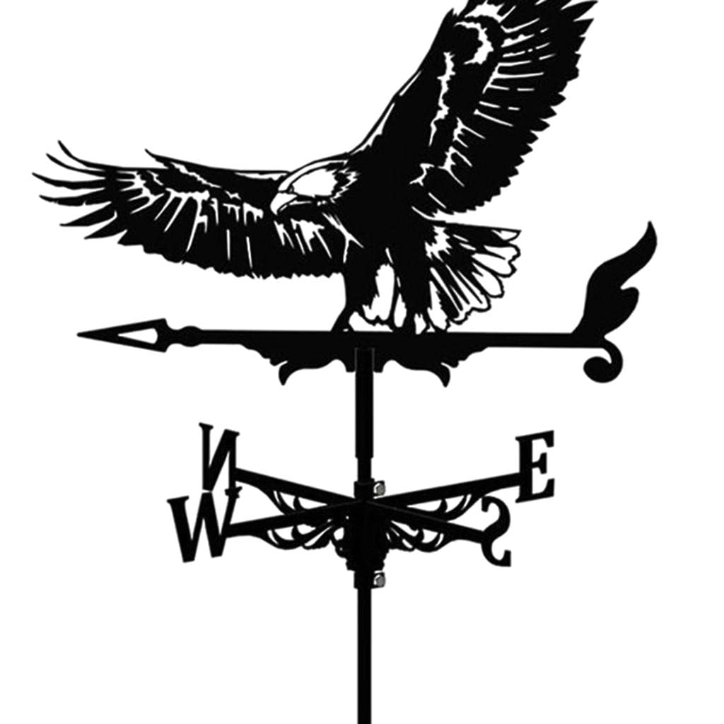 LOVIVER Veleta de Metal, Viento de Acero Inoxidable Negro Aire Libre, Techo de Hierro Retro Jardín Decoración del Hogar - Águila