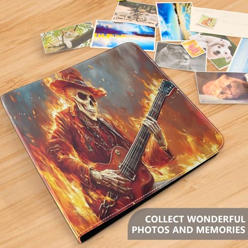 Álbum de Fotos Autoadhesivo DIY Scrapbook Álbum con Calavera Tocando Guitarra, Encuadernador de 3 Anillas, 40 Páginas 8x10 para Recuerdos miniatura 5