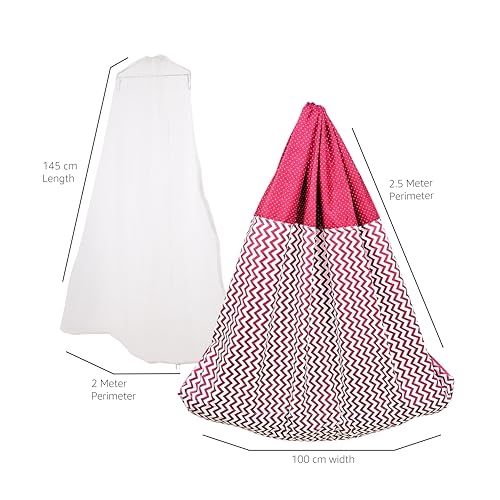 Image of beetot Cotton New Born Baby Swing Cradle (Jhula) | Cradle Cloth, Removable Mattress Bed, and Mosquito Net (Weight Capacity Up to 20Kg | Age from 0-12 Months | Cradle (Red)