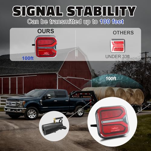 Image of Agrieyes T327 Wireless Trailer Lights Kit, Rechargeable LED Magnetic Tow Light with Flashing Mode, Portable USB-C Tail Light Kit for Truck Camper Boat RV Turn Signal Brake Stop Running IP67 Waterproof