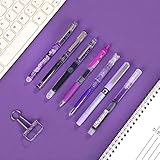 JWWDFSS Creative Simplicity Purple Ink Color Gel Pen Set 0.5mm Quick-Drying Straight Pen Medium Point Fluorescent Pen for School Supplies Kawaii (Purple 7pcs)