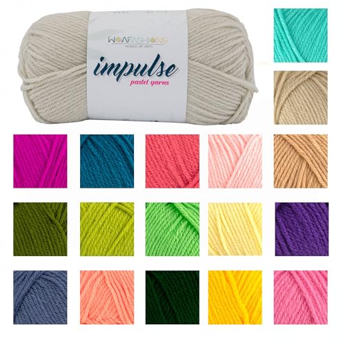 Image of WOAFashions Impulse Hand Knitting & Crochet Yarn, Premium Acrylic, 4 : Medium (Pearl Beige) (4x100gms / 14.1oz)