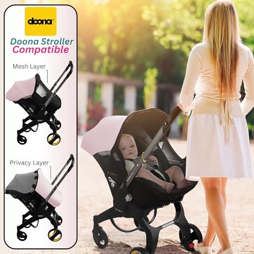 Image of Car Seat Cover Baby - Infant Newborn Carseat Cover for Summer - Doona Car Seat Cover - Mosquito Net for Car Seat - Breathable Sunshade Extension Canopy Bug Protector