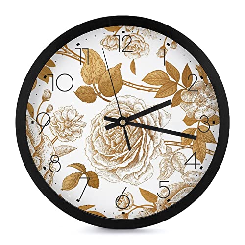 Horloge murale 25.4cm au design de fleur marron et épuré - 2