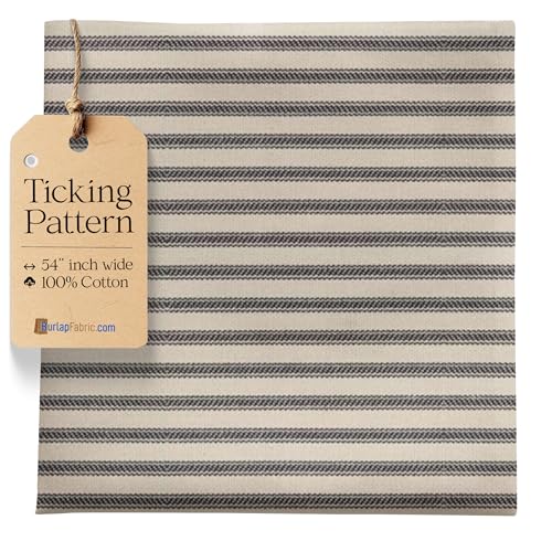 Black Striped Ticking Fabric by The Yard - 54