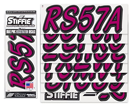 Image of STIFFIE Whipline Solid Wine /Black 3 inch Alpha-Numeric Registration Identification Numbers Stickers Decals for Boats & Personal Watercraft