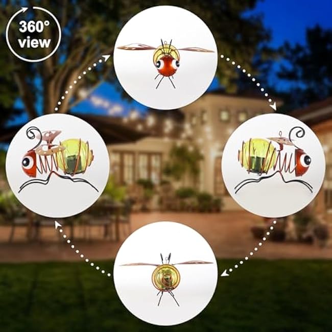 Bee Solar Outdoor Hanging Lantern Creative Small Sculpture Lights Durable Waterproof Used for Party Festivals Garden Decor Birthday Gifts for Grandma Mon Women