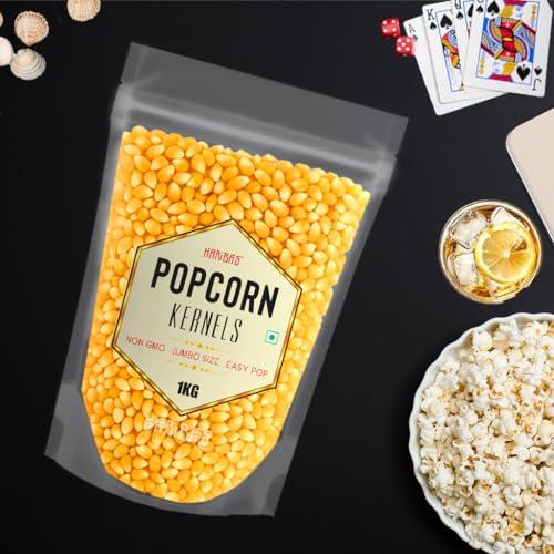 Image of HARIBAS Popcorn Kernels 1kg | Raw Maize for Popcorn | Butterfly Corn High Expansion | Ready to Cook Snack | Homemade Healthy Popcorn | Non-GMO