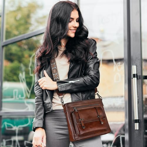 Image of Iswee Soft Leather Crossbody Bags for Women Shoulder Handbags Multi Pockets | Travel Purse with Adjustable Strap Medium Size Organizer Designer Pocketbooks with Adjustable Strap