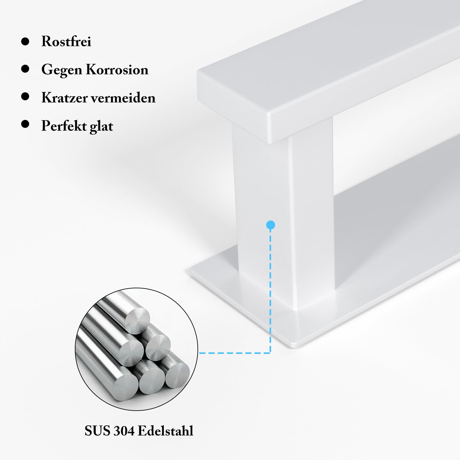 Lot de 2 porte-serviettes autocollants muraux sans perçage - 40 cm - En acier inoxydable - À coller sur les accessoires de salle de bain/cuisine (blanc)