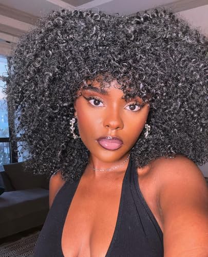 CoCrowns Perruque afro courte bouclée de 35,5 cm pour femme noire