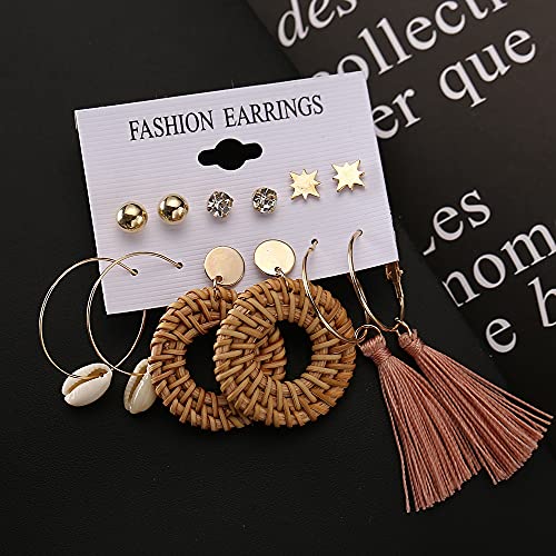 Image of Shining Diva Fashion Stylish Combo Design 6 Pairs Metal Earrings for Women and Girls (F12787er)
