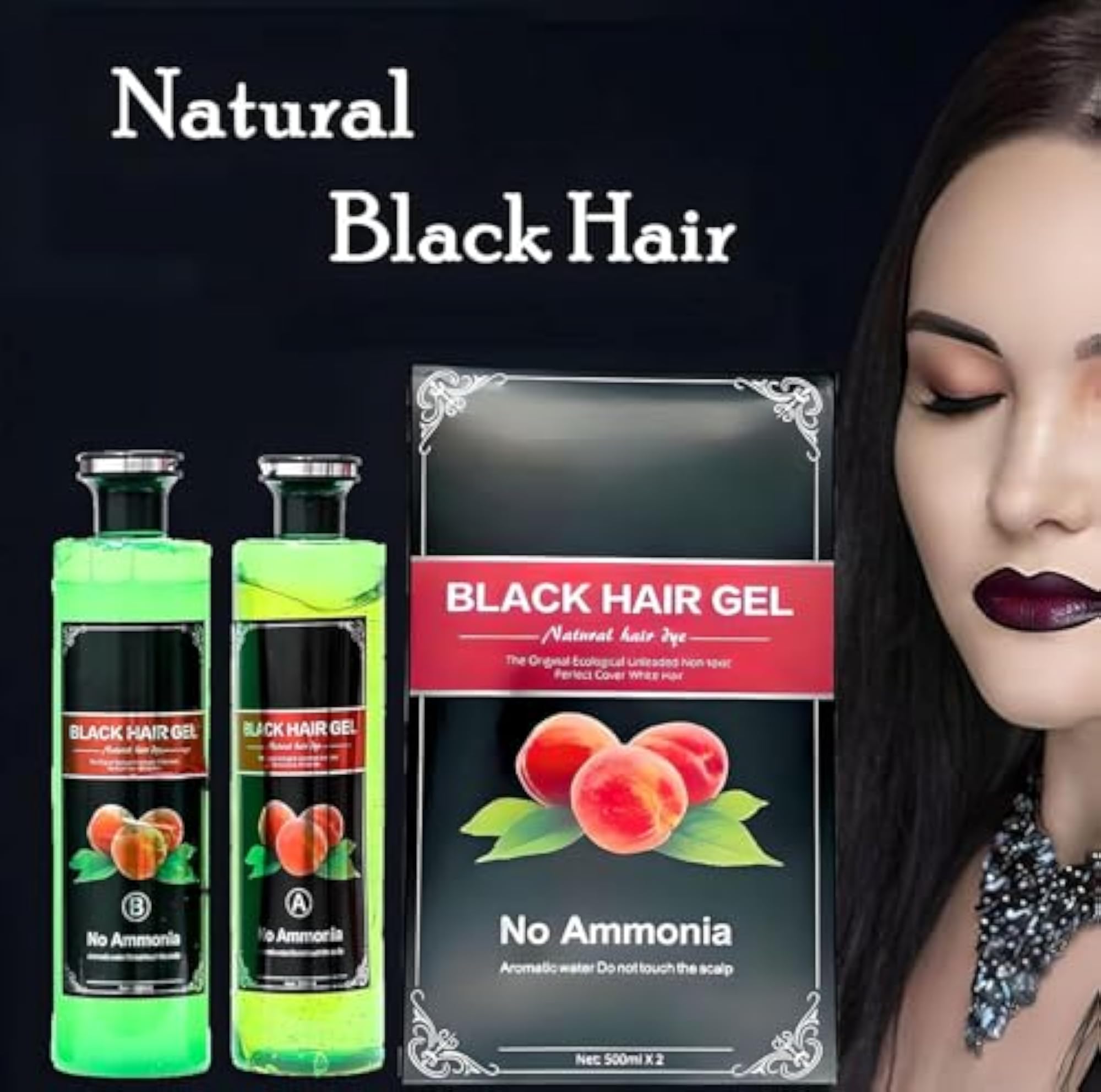 Black Hair Gel for Men & Women, 500ml x 2