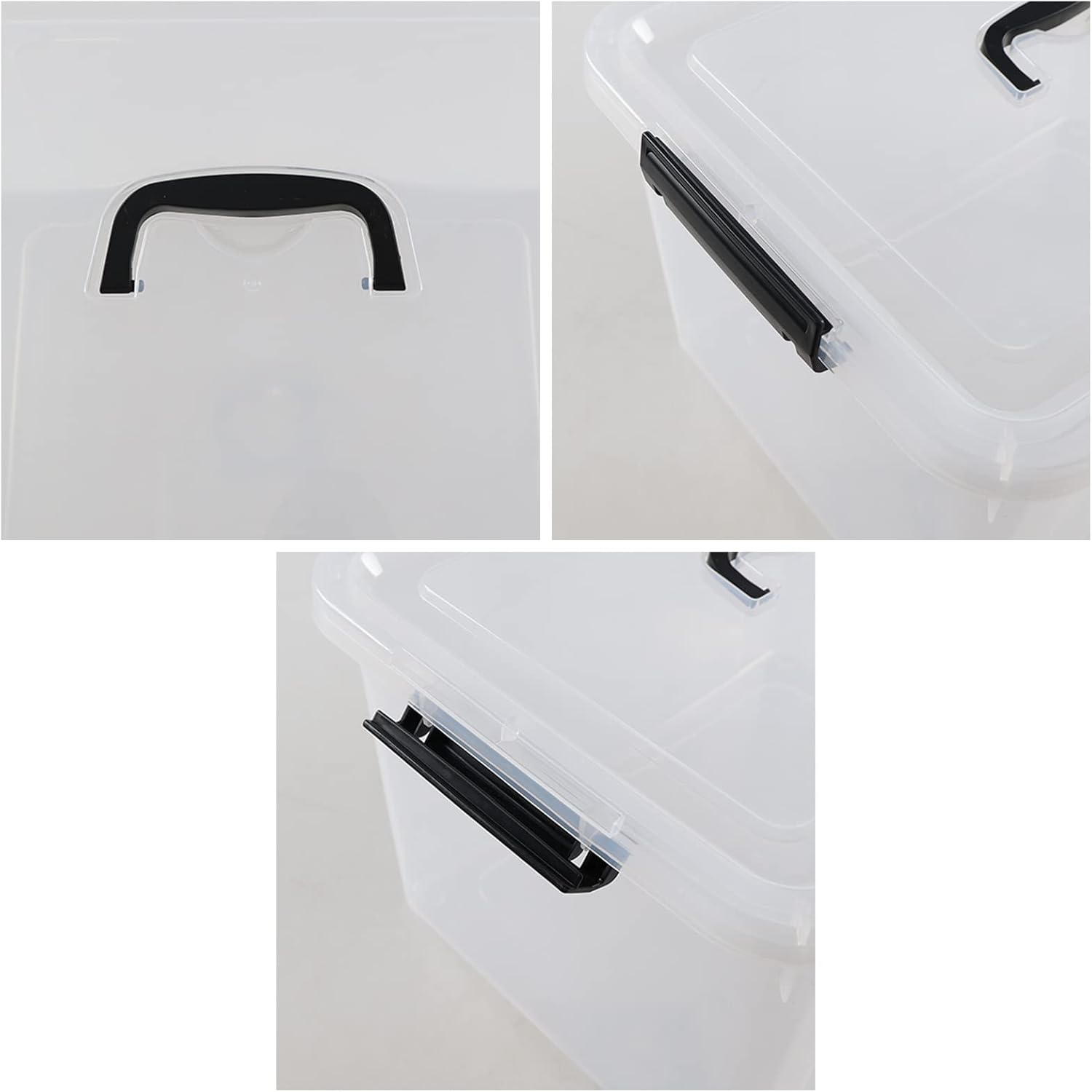 Esdiplot 4 Pack 17.5 L Clear Plastic Storage Box with Handle, Stackable Latching Container Bins with Lid