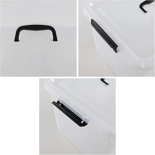 Miniatura 2 de Esdiplot - Paquete de 4 cajas de almacenamiento de plástico transparente de 17.5 L con asa, contenedores apilables con tapa