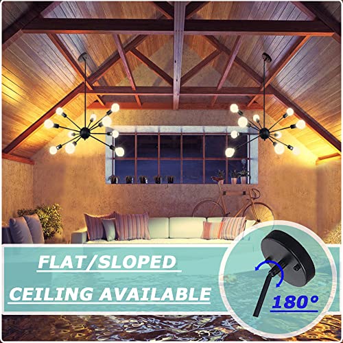 Afsemos Sputnik Chandeliers 10-Light Modern Dining Room Light Fixture, Adjustable Height Industrial Vintage Ceiling Hanging Light For Dining Room, Kitchen Island,Office #TOP2