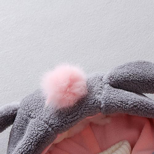Baby Girls Fleece Ears Shape Hooded Coat Long Sleeve Hairball Thick Plush Jacket Cute Warm Snowsuit for Toddler Girls2