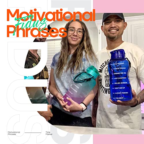 Fidus Large 1 Gallon Motivational Water Bottle with Paracord Handle & Removable Straw - BPA Free Leakproof Water Jug with Time Marker to Ensure You Drink Enough Water Throughout the Day-Deep Blue - Thumbnail 3
