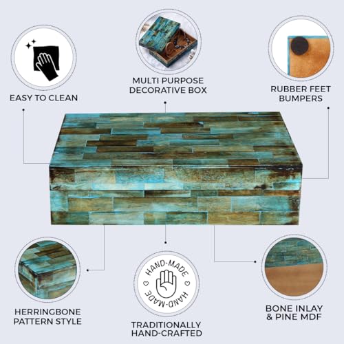 Handicrafts-Home-Handmade-Verdigris-Pattern-Decorative-Box-Storage-Organizer-Decor-Centrepiece-Memory-Keepsakes-Home-Decor-Boho-Style-Treasure-Box-Multipurpose-Gift-8x5x2 Handicrafts Home Handmade Verdigris Pattern Decorative Box Storage Organizer Decor Centrepiece Memory Keepsakes Home Decor Boho Style Treasure Box Multipurpose Gift 8x5x2