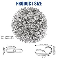Edelstahlkette Meterware 10M Metallkette 1.5mm mit 2 Karabiner Stahlkette – Ansicht 2