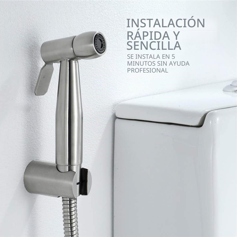 Inodoro pulverizador de bidé de mano con gancho para tanque de agua y manguera de ducha telescópica flexible ABS de 59 pulgadas para limpieza de pañales de baño, baño de mascotas, closestool, sartén