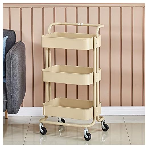 LBDD Carrito de cocina con 3 niveles para uso doméstico, organizador de ruedas para el baño, carrito de almacenamiento multifunción, estantería D