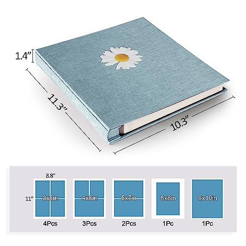 Photo Album Self Adhesive 80 Pages, Linen Cover Scrapbook Album For 3X5 4X6 5X7 6X8 8X10 Photos With A Metal Pen And Diy Stickers, Large Photo Book Ideal For Family Wedding Baby (Sky Blue) #TOP5