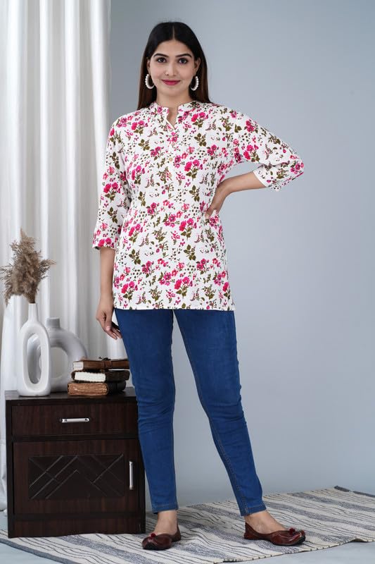 Image of Jikonet Women's Printed Rayon Straight Short Kurti
